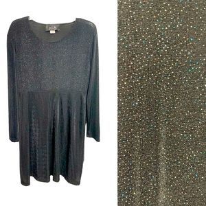 VTG 90s ACW Design Goth Romantic Multicolor Sparkle Black Babydoll Mini Dress L